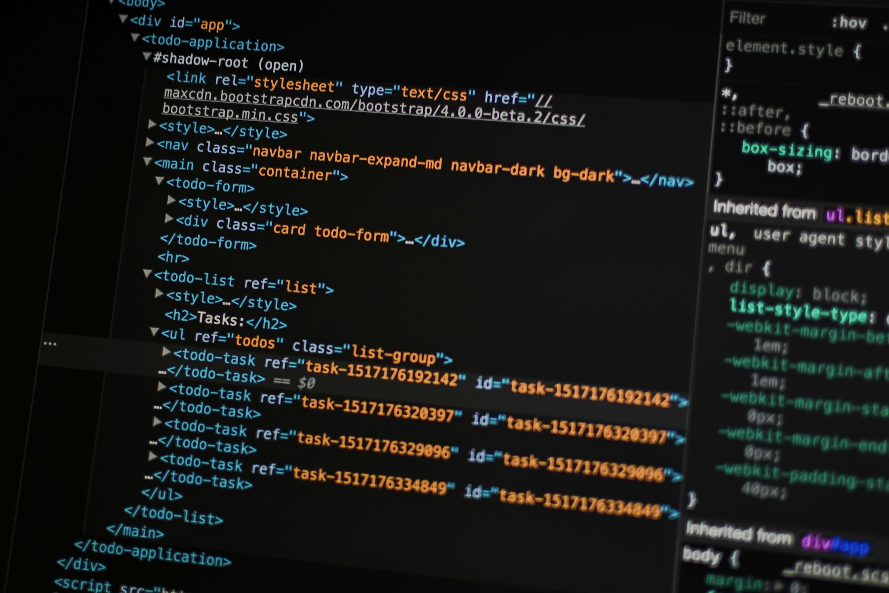 Écran affichant du code source